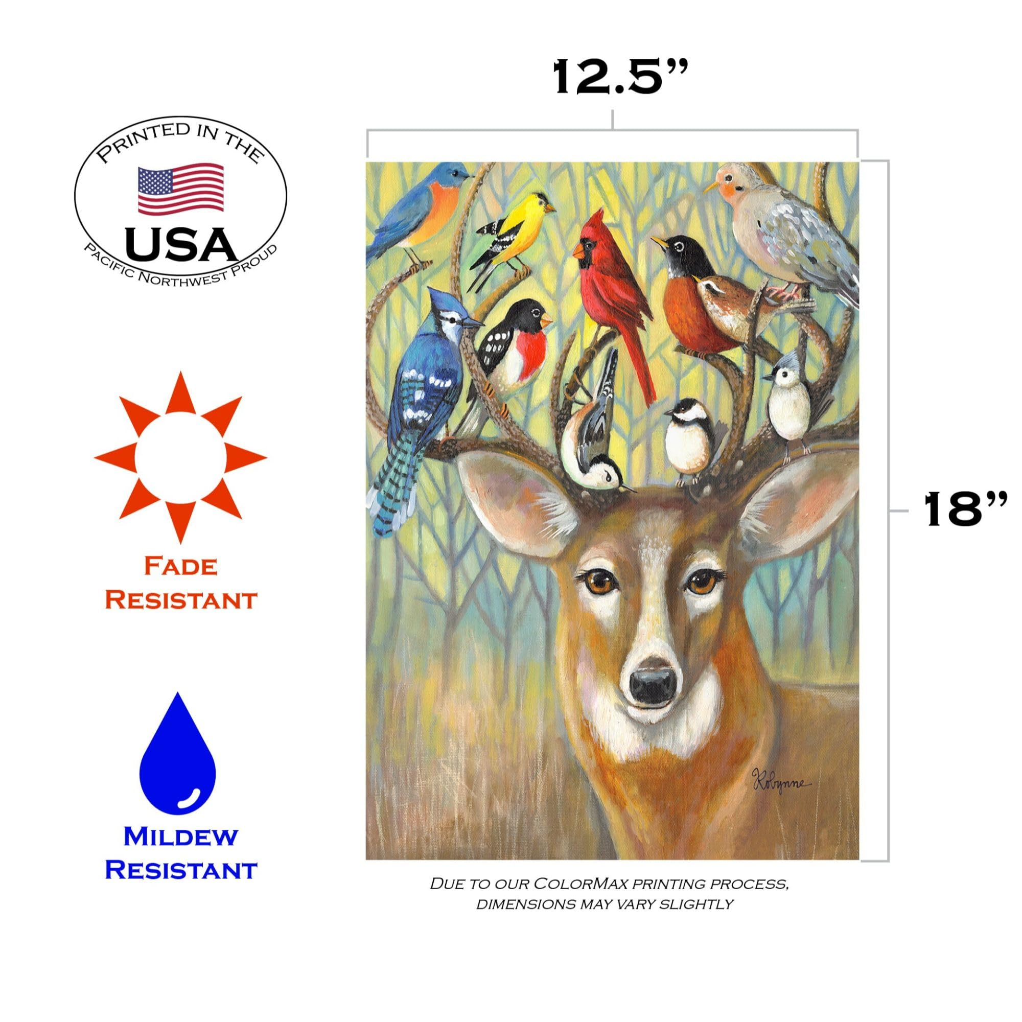 Toland Home Garden 12x18 Inch Double Sided Deer Garden Flag - Nature's Greeting Outdoor Yard Decoration for House, Patio & Seasonal Displays
