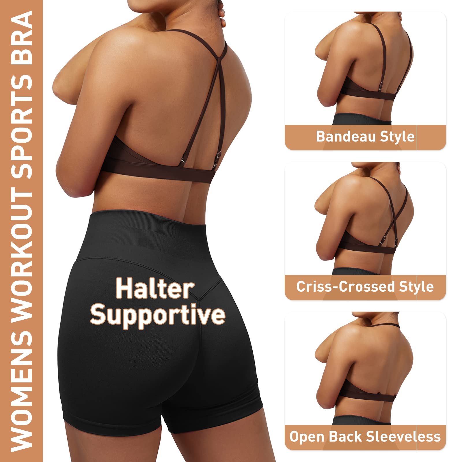 DOULAFASS Women's Sports Bras - Cross Back Padded Workout Yoga Bra for Running, Fitness & Gym - Breathable High Support Activewear Top for Yoga, Pilates & High-Intensity Training