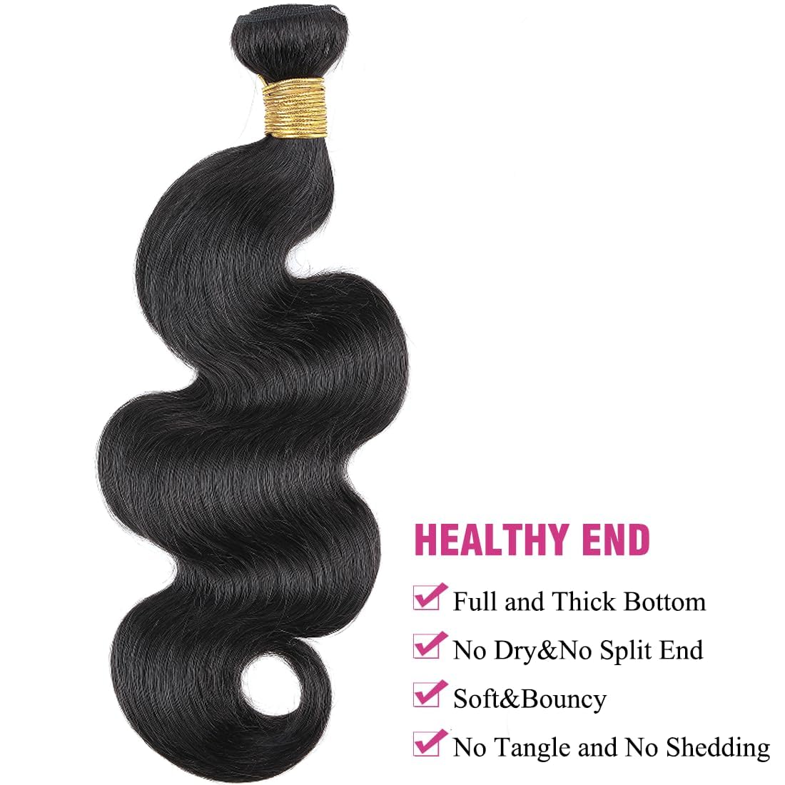 Brazilian Human Hair Bundles 28 Inch Body Wave 100% Unprocessed Virgin Hair - Natural Black Quick Weave Bundles for Sew-in, Clip-in & Ponytail Extensions | Perfect for Daily Wear, Parties & Special Occasions