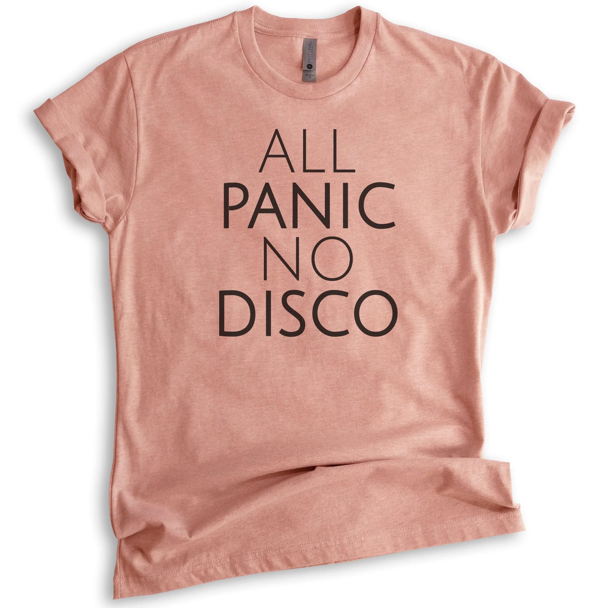 All Panic No Disco Shirt - Unisex Anxiety Relief Graphic Tee for Women & Men - Funny Nervous Introvert T-Shirt for Social Anxiety, Parties & Casual Wear