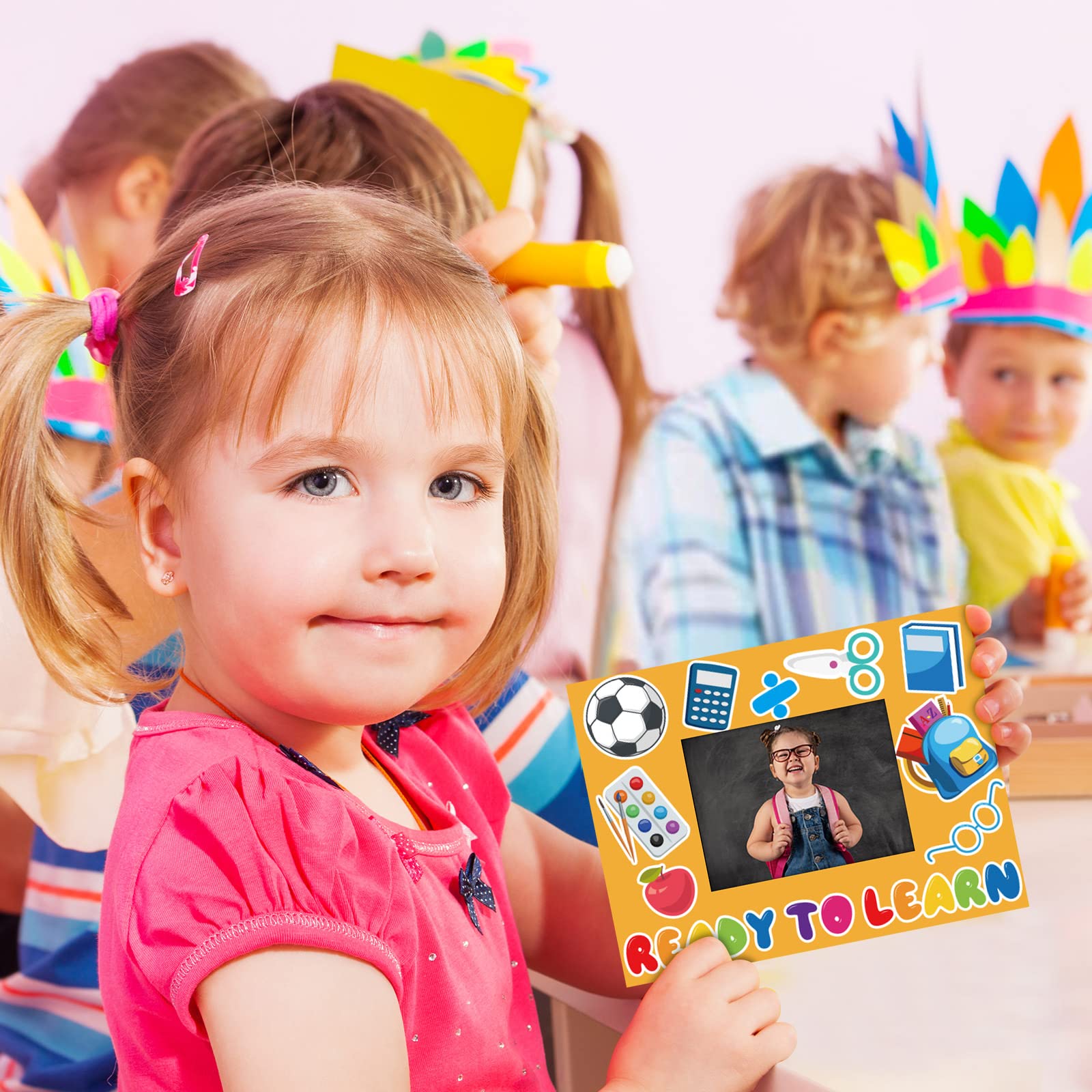 24 Pcs DIY Welcome Back to School Picture Frame Craft Kit - Kindergarten Preschool Classroom Activities, Arts & Crafts for Kids, Party Decorations, First Day Photo Keepsake, Teacher Gifts, Student Projects
