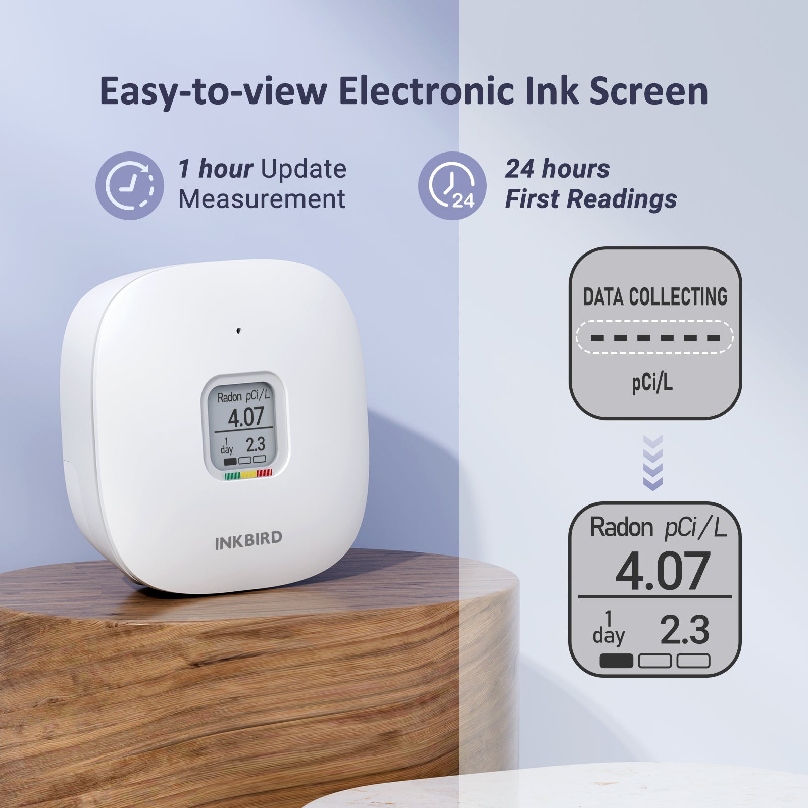 Radon Detector INK RD3 - Digital Radon Gas Monitor with Long-Term Testing | Home & Office Safety