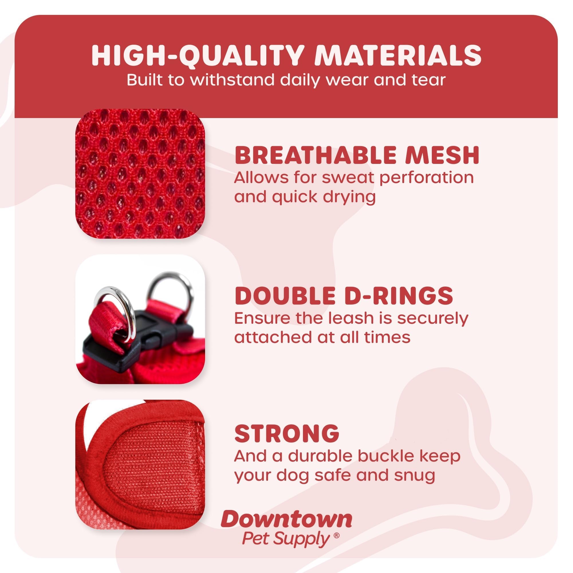 **Downtown Pet Supply No-Pull Step-in Dog Harness for Small Dogs - Adjustable Padded Mesh Vest with Reflective Trim - Comfortable & Secure Buckle Strap Harness (Red, Small) - Perfect for Walks, Training & Outdoor Adventures**