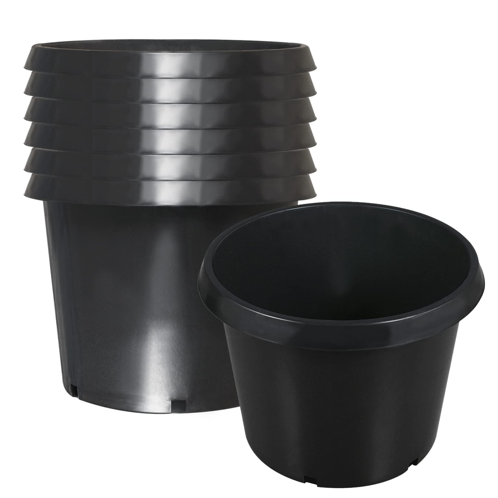 5-Pack 20 Gallon Plastic Plant Nursery Pots - Flexible Seed Starting Containers for Flowers, Vegetables & Garden Plants | Ideal for Indoor & Outdoor Gardening, Greenhouses & Landscaping