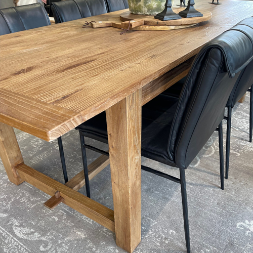 Loire Elm Dining Table 240cm - Solid Wood Farmhouse Dining Table for 8-10 - Perfect for Family Gatherings & Dinner Parties