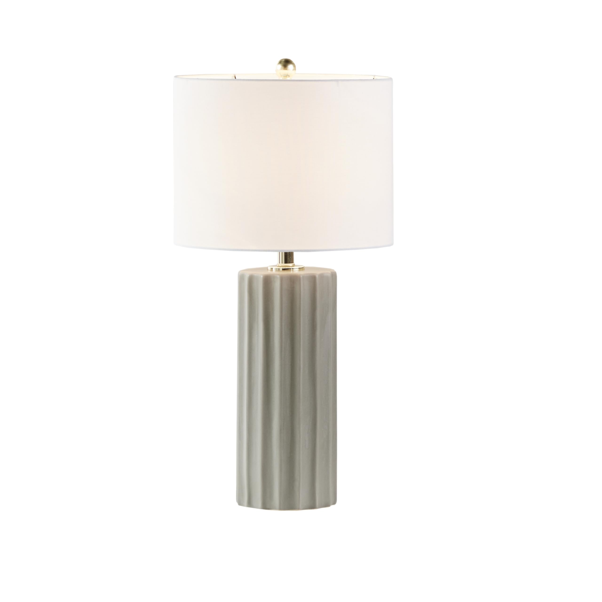 INK+IVY Ceramic Fluted Table Lamp with Linen Drum Shade - 27