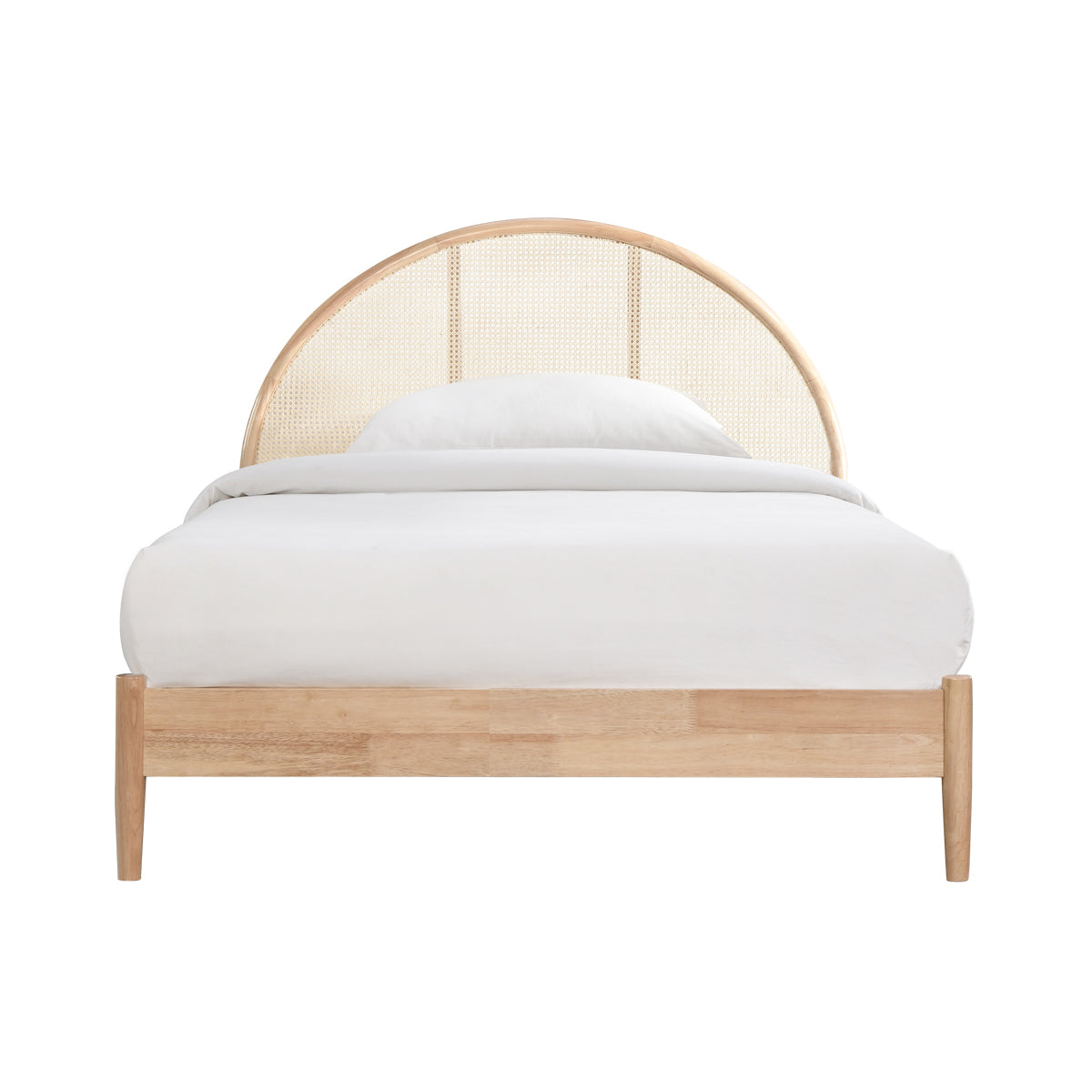 Avery Arch Rattan King Single Bed Frame - Natural Wicker Wooden Headboard - Stylish and Durable Bedroom Furniture for Coastal, Boho, or Farmhouse Decor