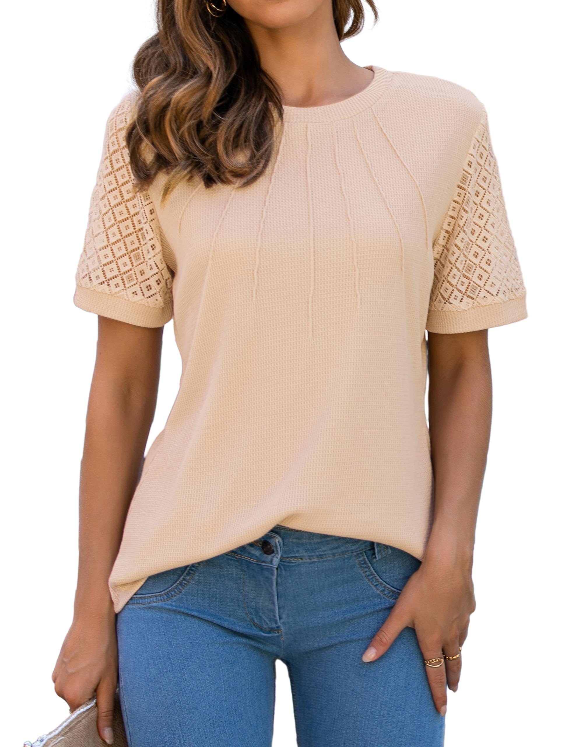 Blooming Jelly Women's Waffle Knit Short Sleeve Blouse - Business Casual Tops for Work & Summer Outfits 2025 | Perfect for Office Wear, Date Nights & Weekend Brunch
