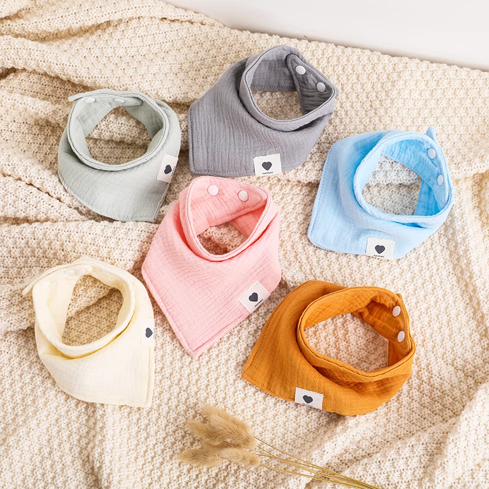 Premium 8-Pack Baby Muslin Bandana Bibs - 100% Cotton Ultra Soft & Super Absorbent Drool Bibs for Boys & Girls - Perfect for Teething, Drooling & Everyday Use at Home or Outdoors