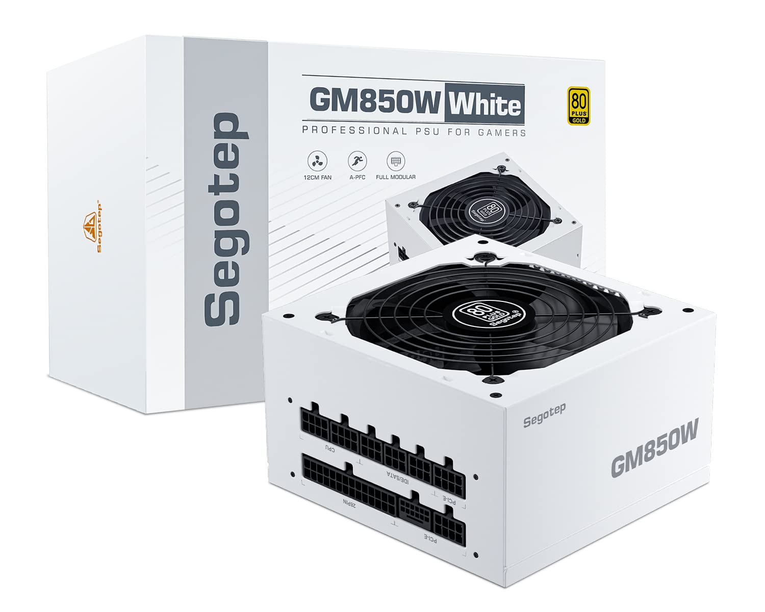 Segotep 850W White Power Supply - 80 Plus Gold Certified Full Modular ATX 3.0 PSU with PCIe 5.0 | Compatible with NVIDIA RTX 20/30/40 & AMD GPUs | 120mm Silent FDB Fan | 5-Year Warranty | Perfect for Gaming PCs, Workstations & High-End Builds