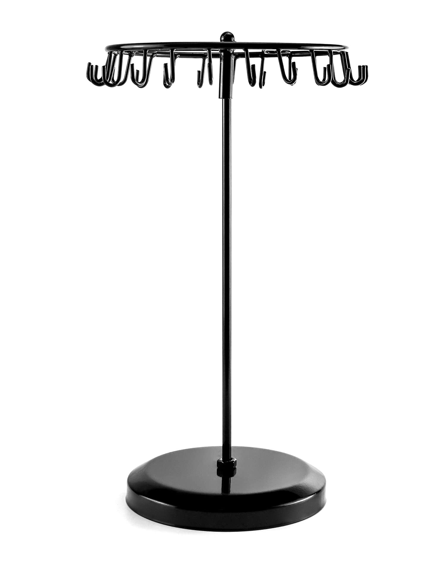 QWORK Spinning Jewelry Tree Display Stand - 23 Hooks Jewelry Organizer for Necklaces & Bracelets - Black (2 Pack) - Perfect for Bedroom, Bathroom & Retail Store Display