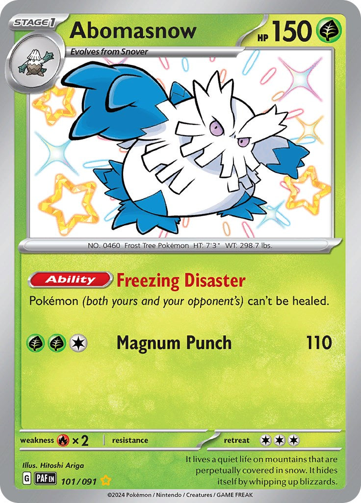 Abomasnow Pokemon Card (101/091) - Scarlet & Violet: Paldean Fates - Rare Collectible Trading Card for Battles & Display