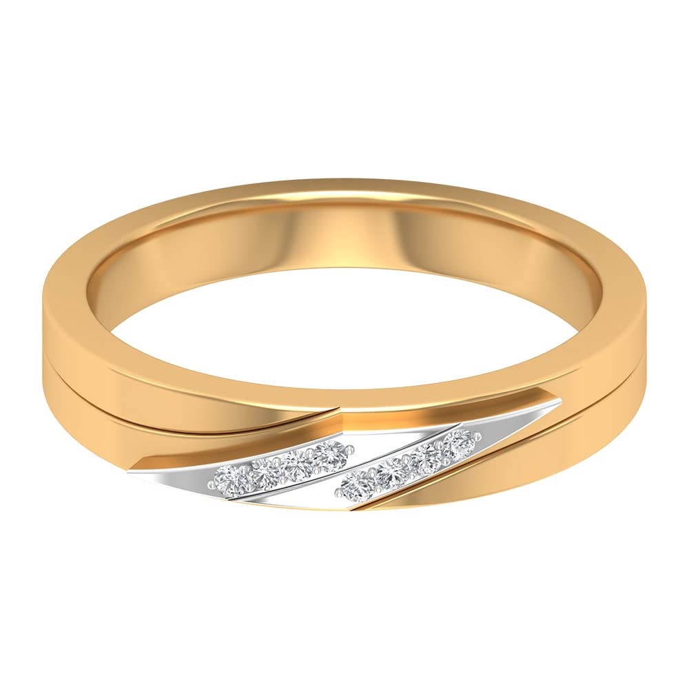 14K Solid Gold Men's Diamond Band Ring - Two Tone Contemporary Wedding Ring for Him with April Birthstone | Perfect for Anniversaries, Engagements & Special Occasions