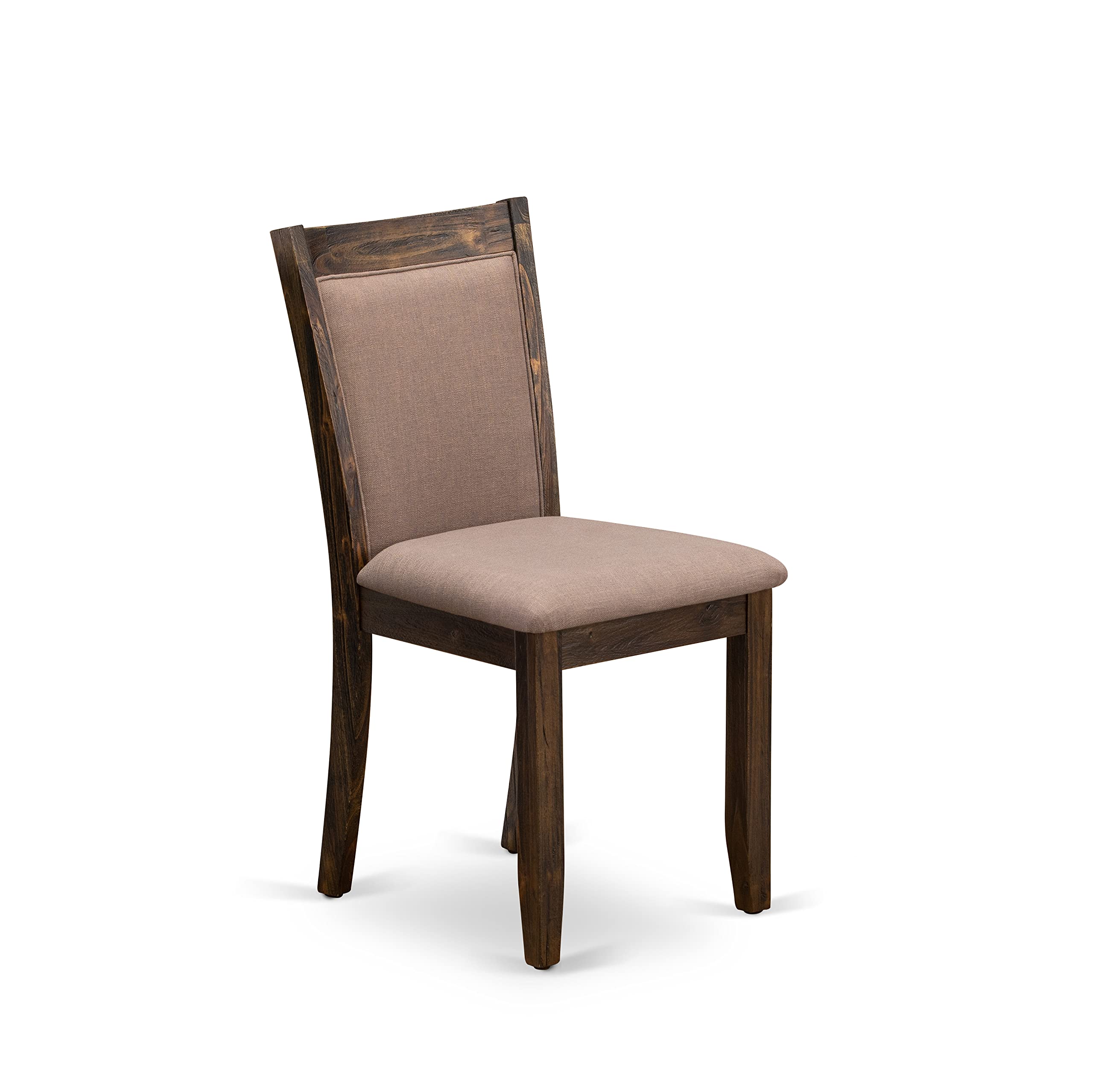 East West Furniture I3MZ5-748 5-Piece Round Dining Table Set with Pedestal Base & 4 Coffee Linen Fabric Parson Chairs, 48x48 Inch, Distressed Jacobean Finish - Perfect for Kitchen, Breakfast Nook, and Small Space Dining Rooms