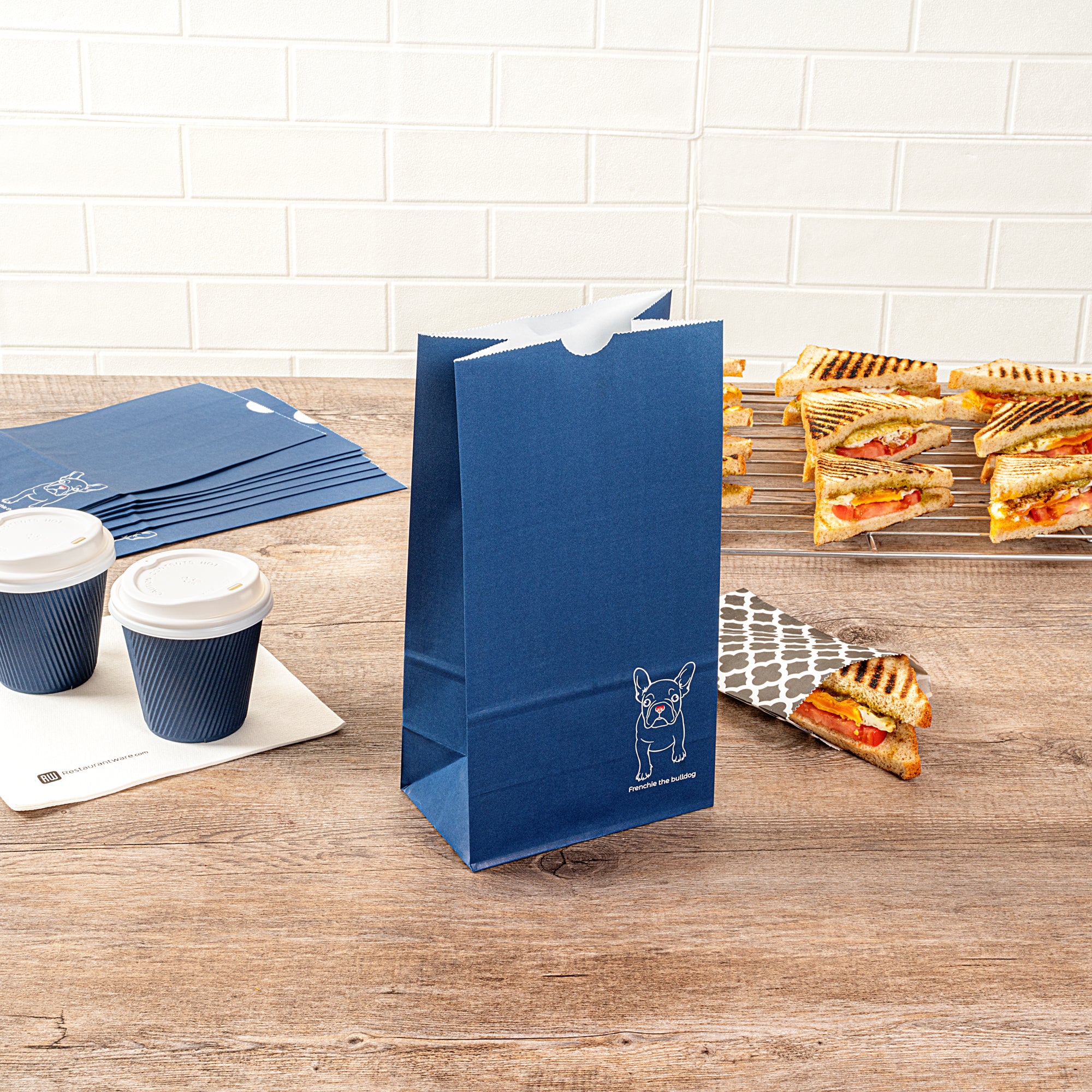 Frenchie Paper Bags 6lb - 6x3.5x10.75 Inches - Pack of 100 | Eco-Friendly Takeout Bags for Restaurants, Bakeries & Catering Events