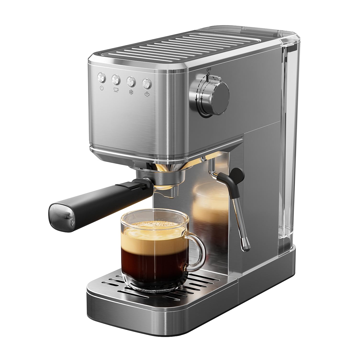 20 Bar Espresso Machine with Milk Frother - Semi-Automatic Coffee Maker for Latte & Cappuccino, 1450W Cold & Hot Brew Coffee Machine with 34oz Water Tank - Perfect for Home, Office & Cafe Use