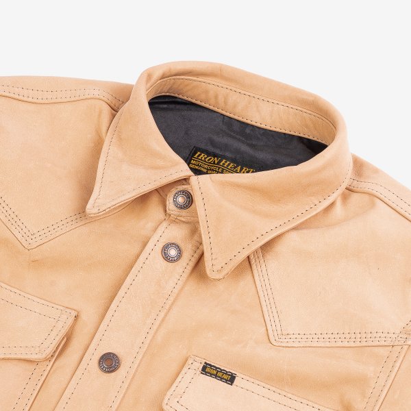 Iron Heart Horsehide Western Shirt - The Pale Rider in Natural Leather - Perfect for Cowboy Style, Western Fashion & Vintage Outfits