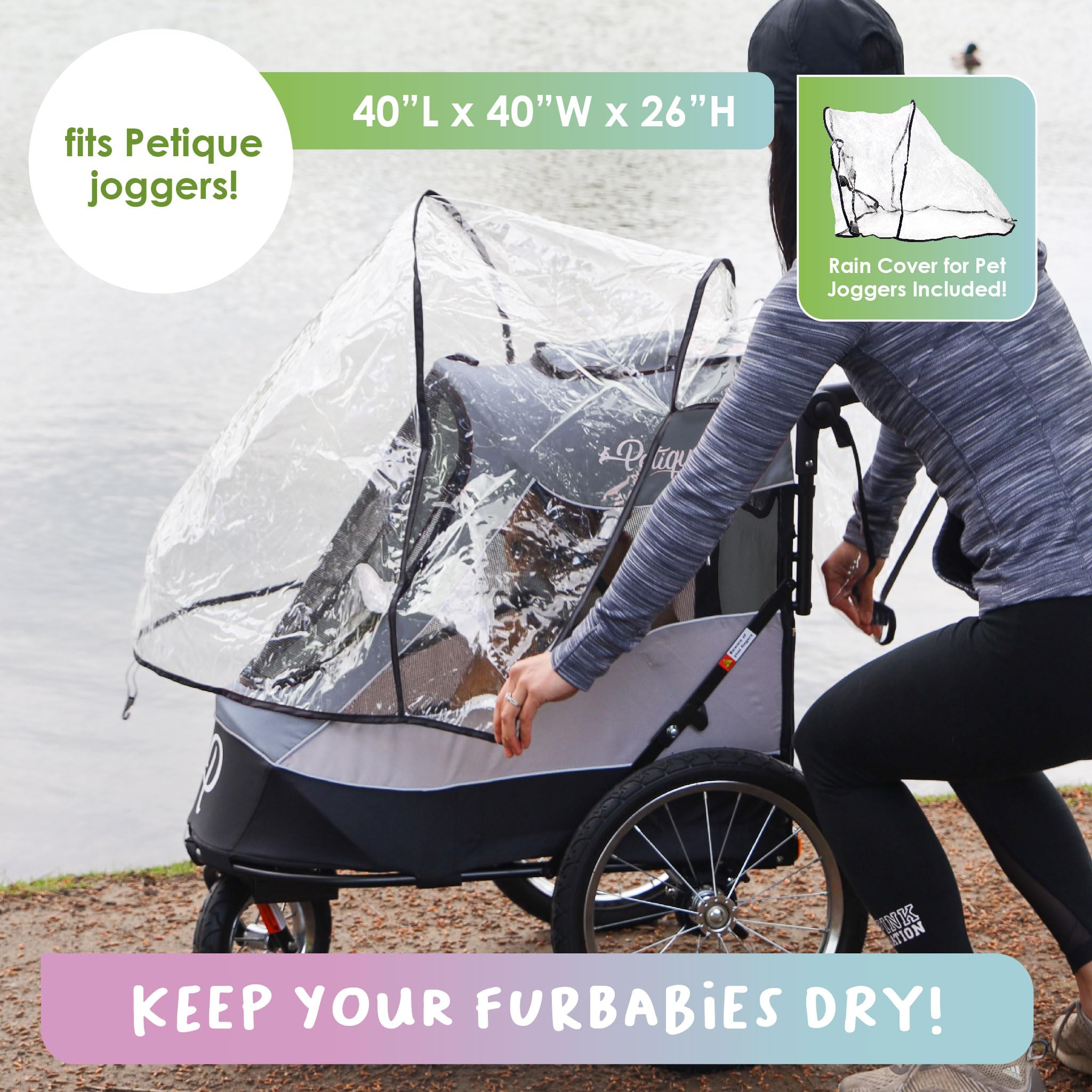 Petique Trailblazer Jogger - Medium Dog Stroller with Ventilation for Cats & Dogs (Gray) - Perfect for Jogging, Shopping & Outdoor Adventures with Your Pet