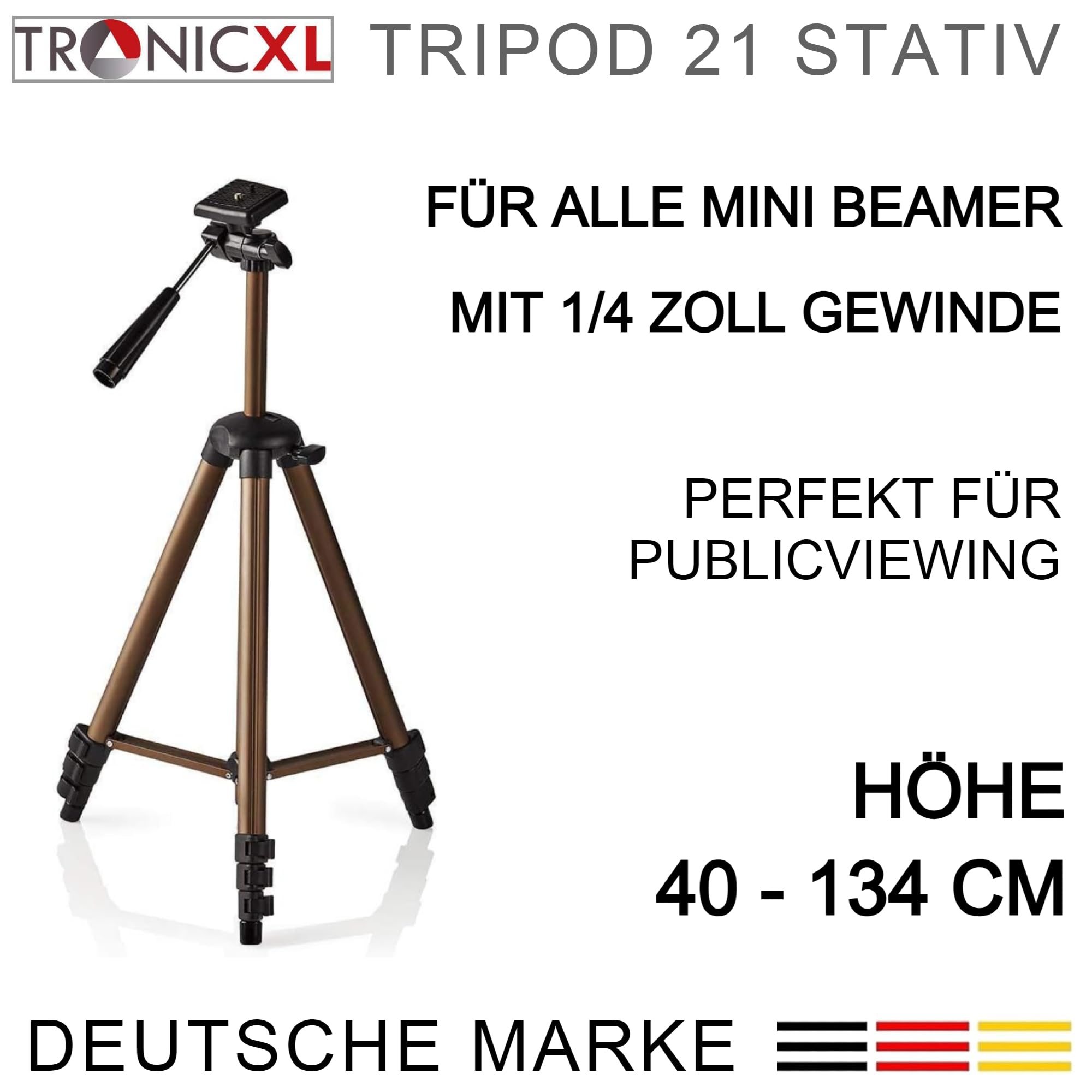 TronicXL Tripod21P Universal Projector Mount - Compatible with BenQ, Asus, Acer, Epson, Sony, Panasonic, Philips, WiMiUS, TOUMEI, Merisny, QKK, OTHA & Android Projectors - Perfect for Home Theater, Office Presentations & Outdoor Movie Nights