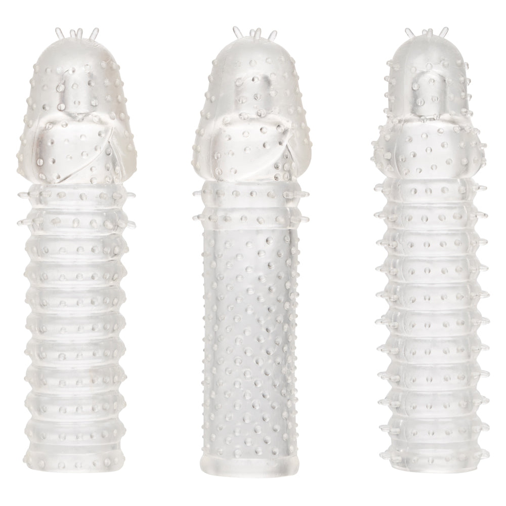 3 Piece Textured Penis Extension Sleeve Kit - Enhances Pleasure & Sensation for Couples - Perfect for Spicing Up Your Intimate Moments & Role Play Scenes