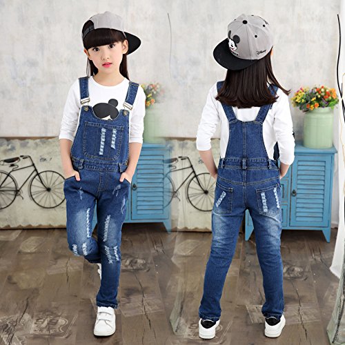 KIDSCOOL SPACE Girls Denim Overalls - Soft Cotton Jean Workwear Pants for Toddlers & Kids | Playtime, School & Outdoor Adventures