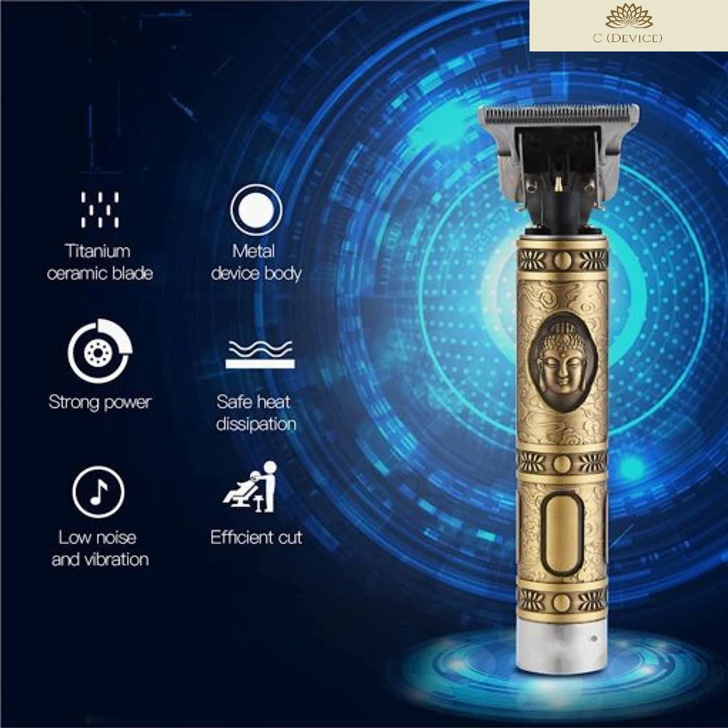 Professional Men's Hair & Beard Trimmer - Adjustable Blade Clipper, Body Groomer & Shaver with Metal Body for Precise Close Cuts | Perfect for Home Grooming, Travel & Professional Barbershop Use