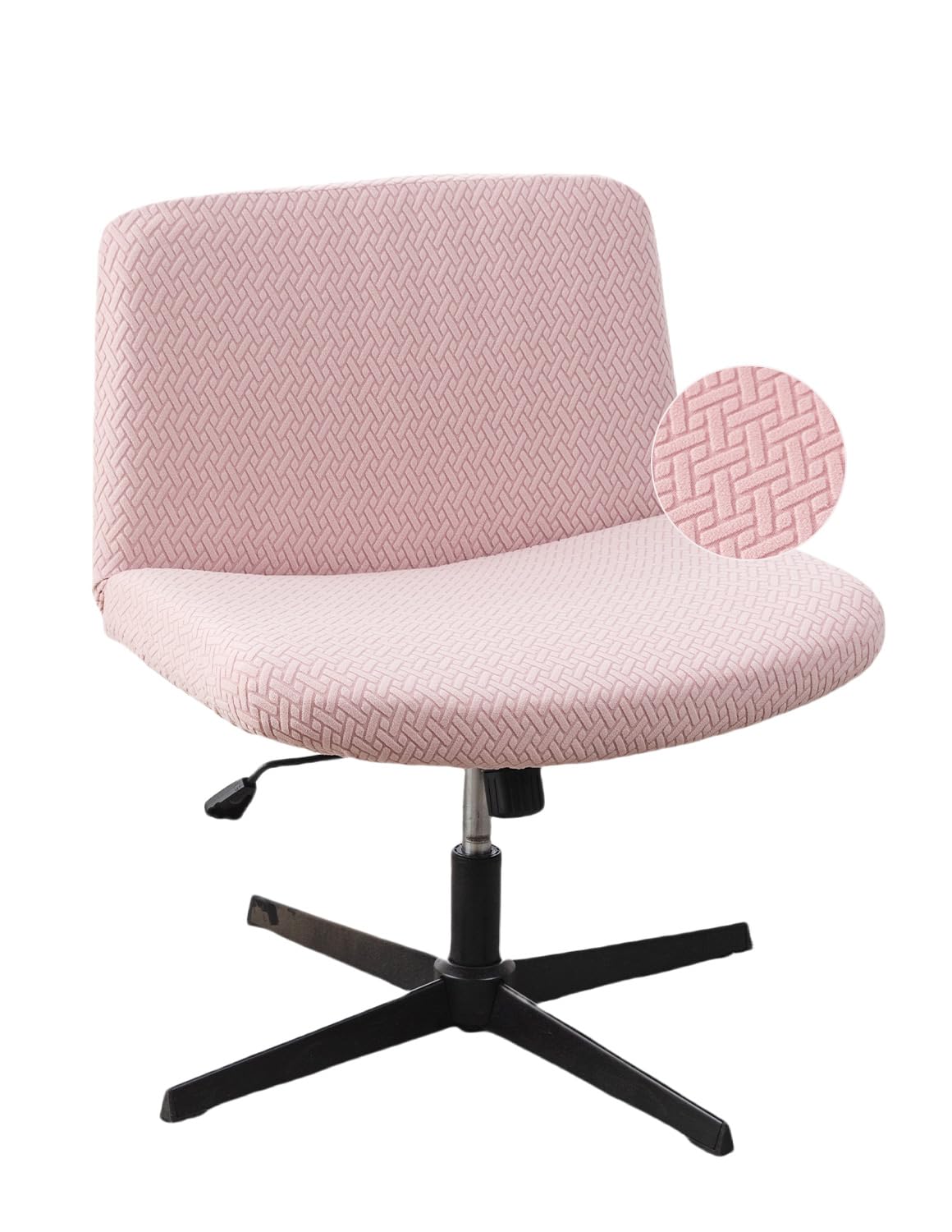 LavishCover Armless Chair Cover - Waterproof & Elastic Criss Cross Office Desk Chair Cover, Vanity Chair Cover for Mid Back Wide Seat Accent Chairs (Pink, T-Type) - Perfect for Home Office, Dining Room & Bedroom Decor
