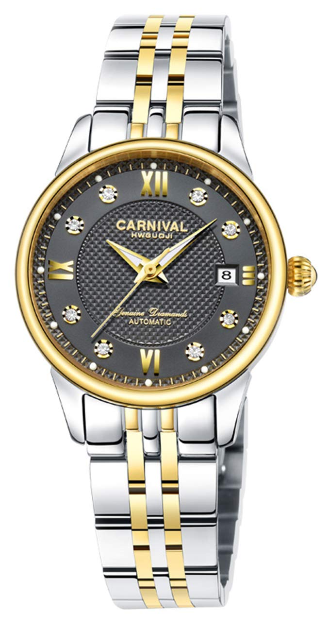 MASTOP Women's Automatic Self-Winding Watch - Stainless Steel Waterproof Luminous Date Dial Crystal Watch for Women | Perfect for Office, Evening Events & Everyday Wear