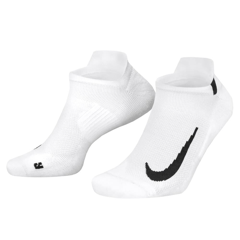 Nike Multiplier No Show 2 Pack Socks - White/Black - Comfortable Athletic Socks for Running, Gym & Everyday Wear