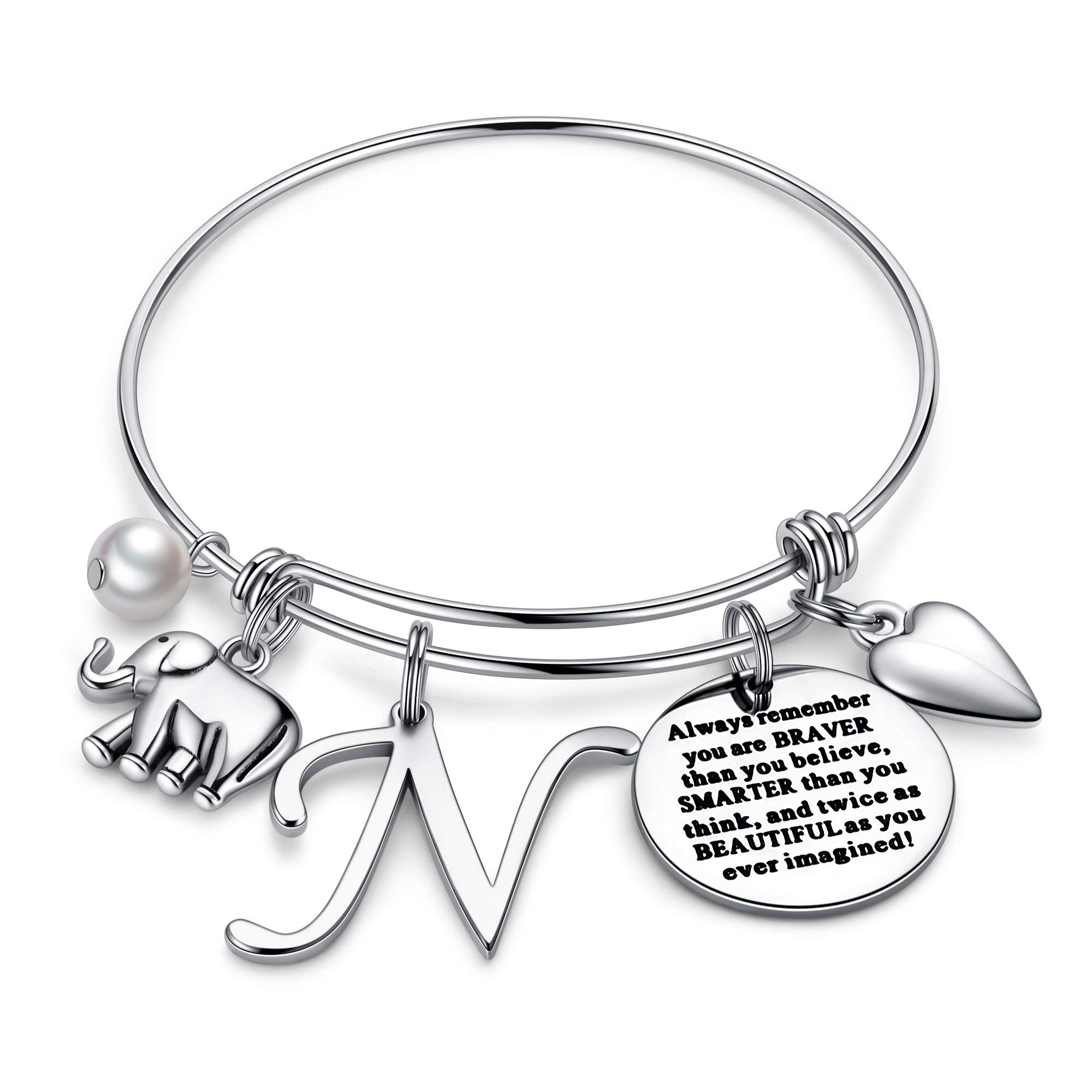 Ursteel Dainty Initial Elephant Charm Bracelet for Women & Girls - Elegant Inspirational Jewelry Gift for Birthday, Friendship & Mother-Daughter Bonding | Perfect for Everyday Wear, Special Occasions & Thoughtful Gifting