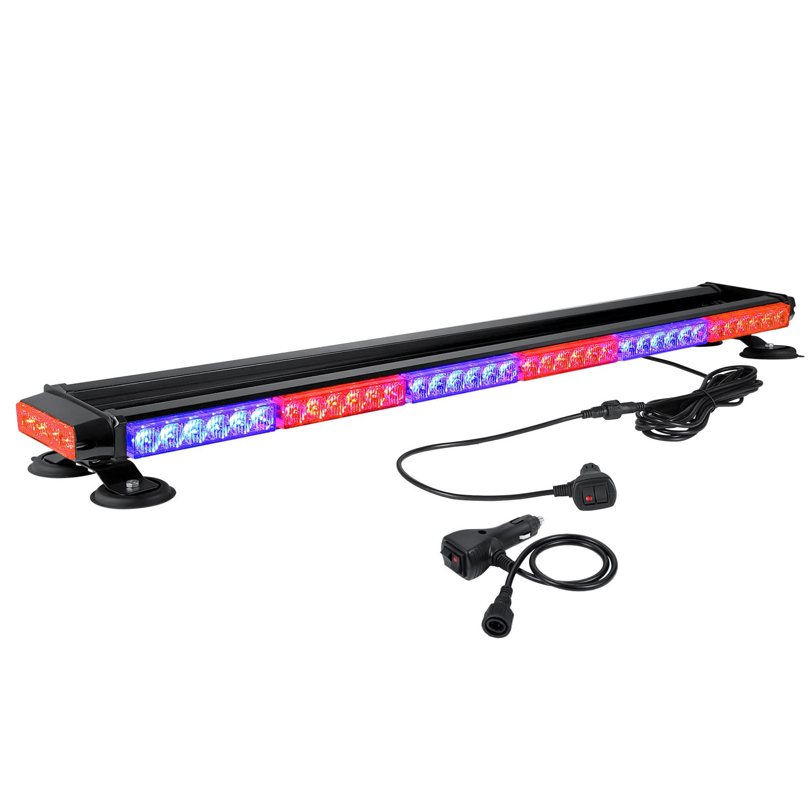 WOWTOU 80 LED Red Blue Emergency Strobe Light Bar - Magnetic Roof Top Safety Flashing Beacon for Police & Law Enforcement Vehicles - Durable Warning Lights for Roadside Emergencies, Construction Zones & Traffic Control