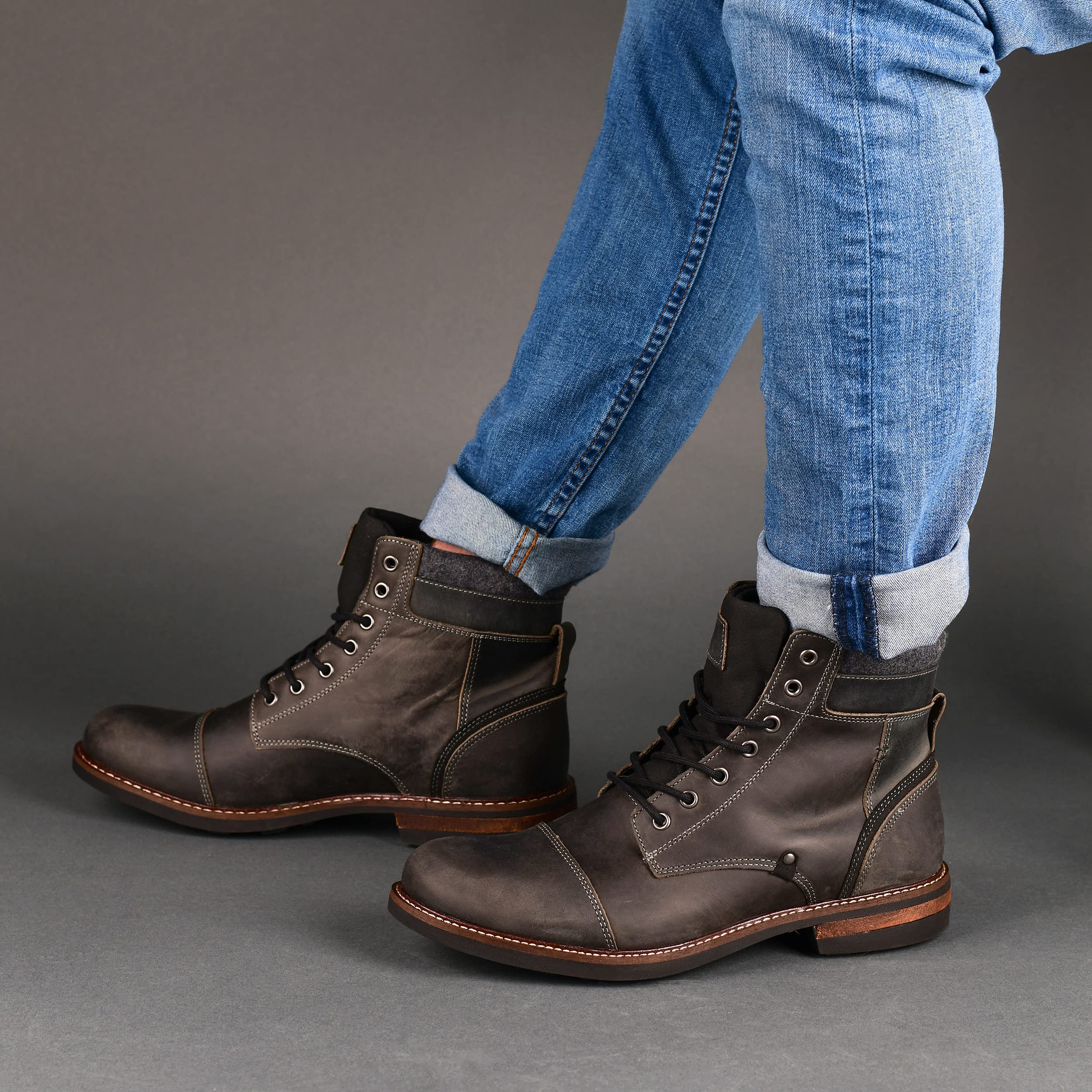 Men's Chukka Boots - Comfortable Leather Ankle Boots for Casual & Dress Wear | Water-Resistant & Slip-Resistant Sole | Perfect for Office, Dating & Outdoor Activities
