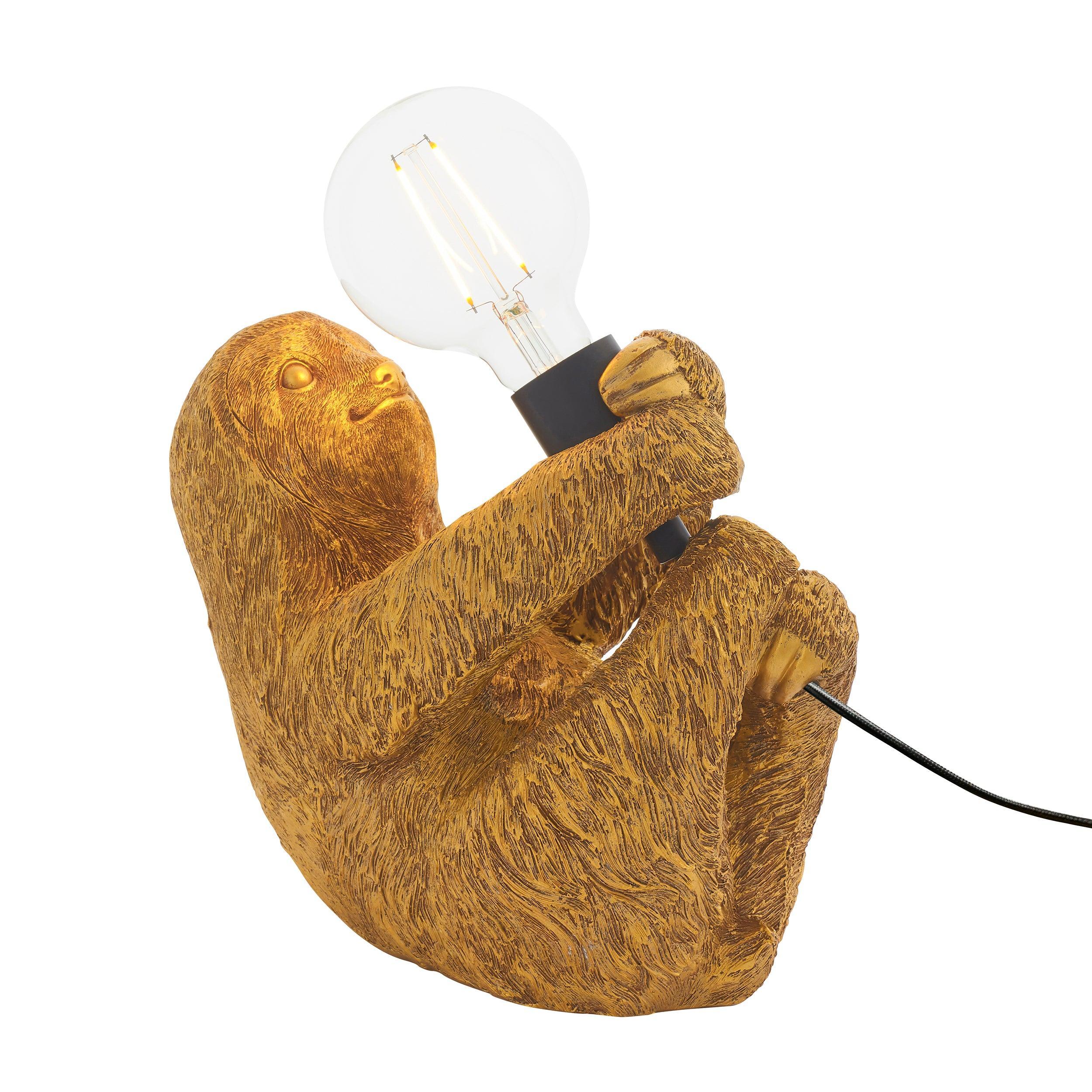 Gold Sloth Table Lamp - Cute & Cozy Nightstand Light for Bedroom, Living Room, or Nursery Decor - Perfect Gift for Animal Lovers