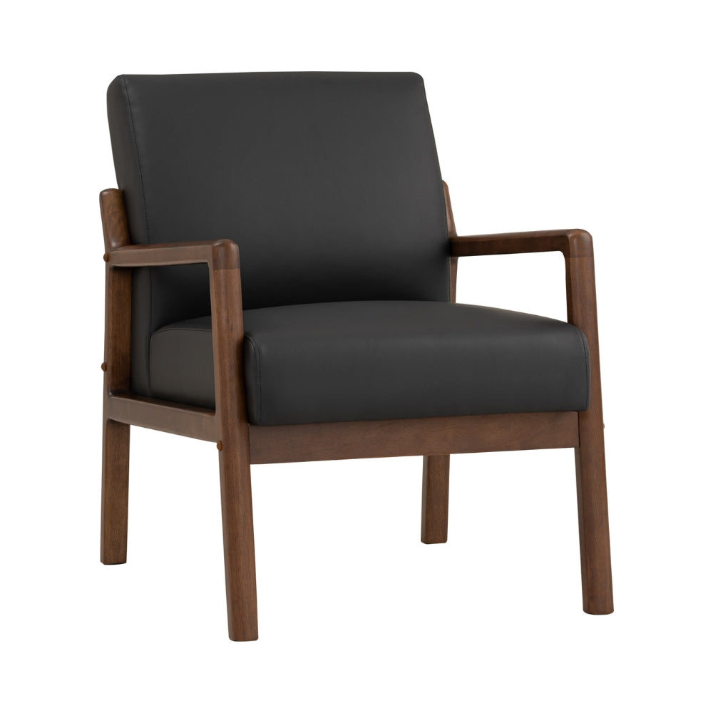 Premium Black & Walnut MENDO Lounge Chair - Modern Accent Chair for Living Room, Bedroom & Office - Perfect for Relaxing, Reading & Home Decor