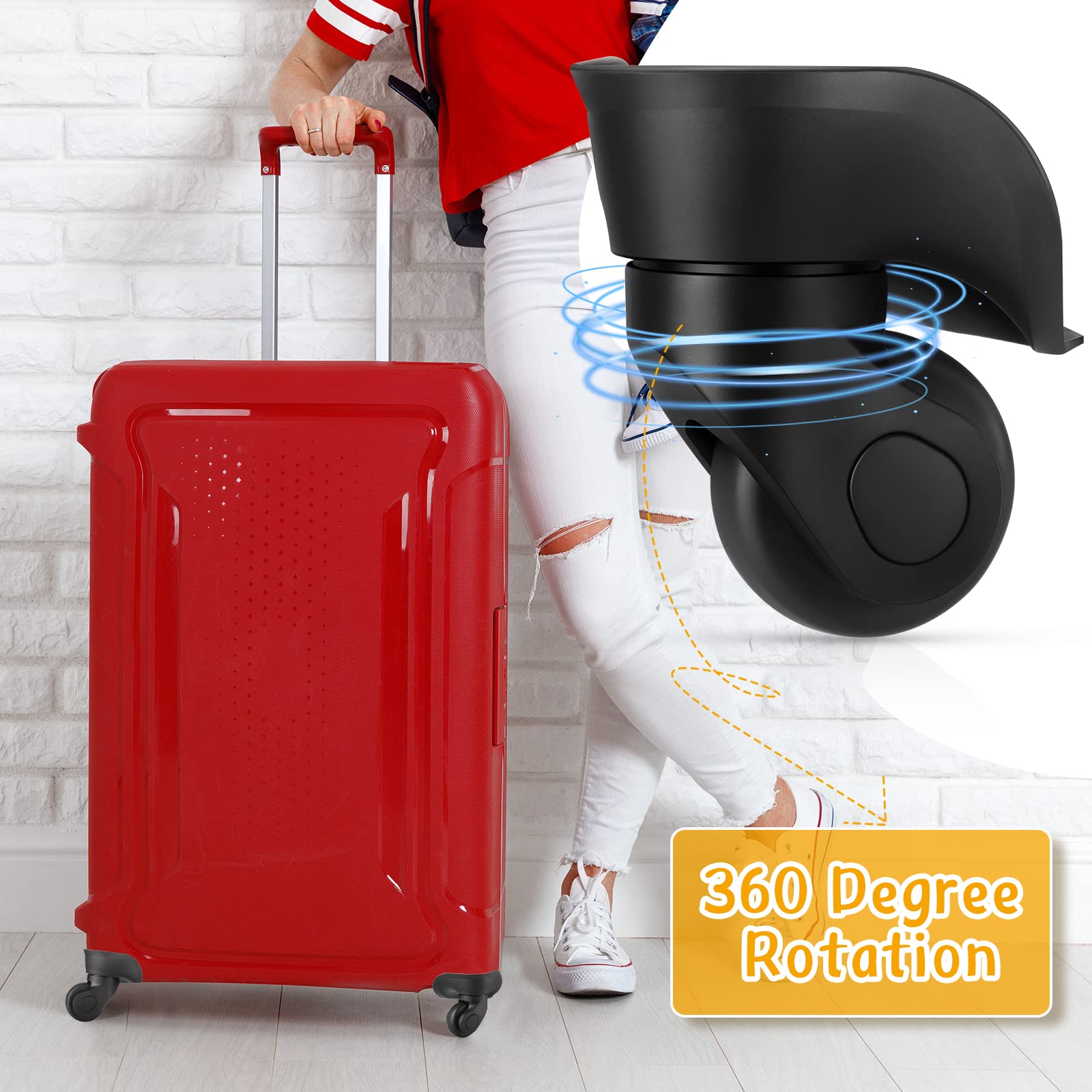 Silkfly 4-Piece Luggage Wheel Replacement Kit - Durable Swivel Caster Wheels with Screws for Suitcase Repair (Left & Right, Silent Bearing) | Perfect for Travel Luggage, Carry-Ons & Rolling Bags