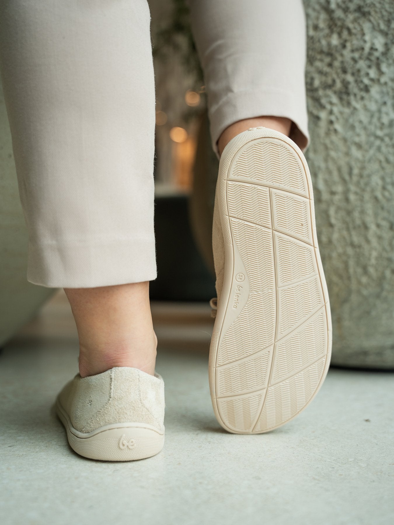 Barefoot Moccasins for Women - Be Lenka Aphrodite Soft Leather Minimalist Shoes in Beige | Comfortable House Slippers & Indoor/Outdoor Walking Shoes