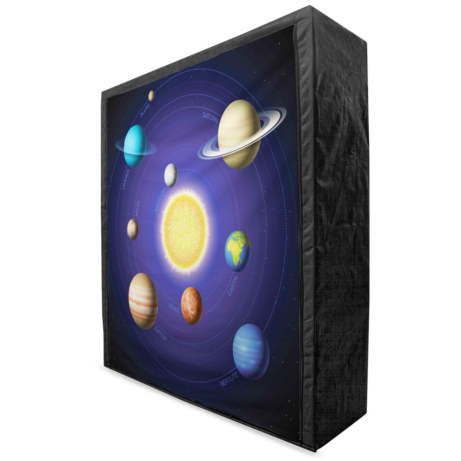Ambesonne Space Themed Portable Fabric Wardrobe - Solar System Planets Design with Shelves for Closet Organization, 59