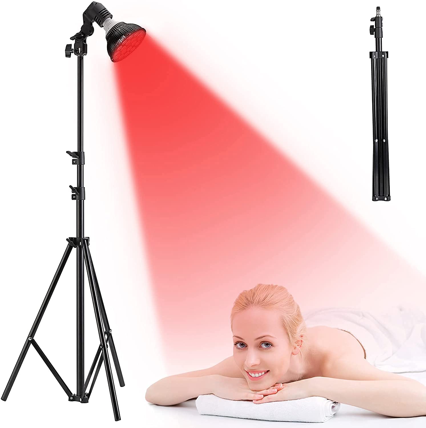 HYUNLAI Red Light Therapy Device with Adjustable Stand (22-46 Inches) - 660nm Deep Red & 850nm Near Infrared LED Light Therapy Lamp for Pain Relief, Skin Rejuvenation & Muscle Recovery - Perfect for Home Spa, Gym Recovery & Wellness Treatments