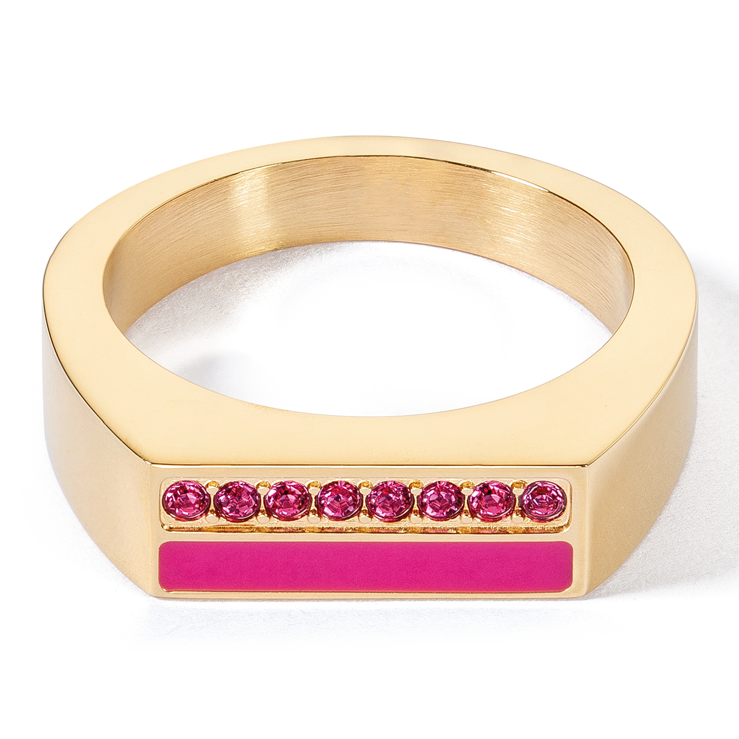 Square Striped Ring in Gold and Pink - Elegant Jewelry for Women, Perfect for Parties, Weddings, and Everyday Wear