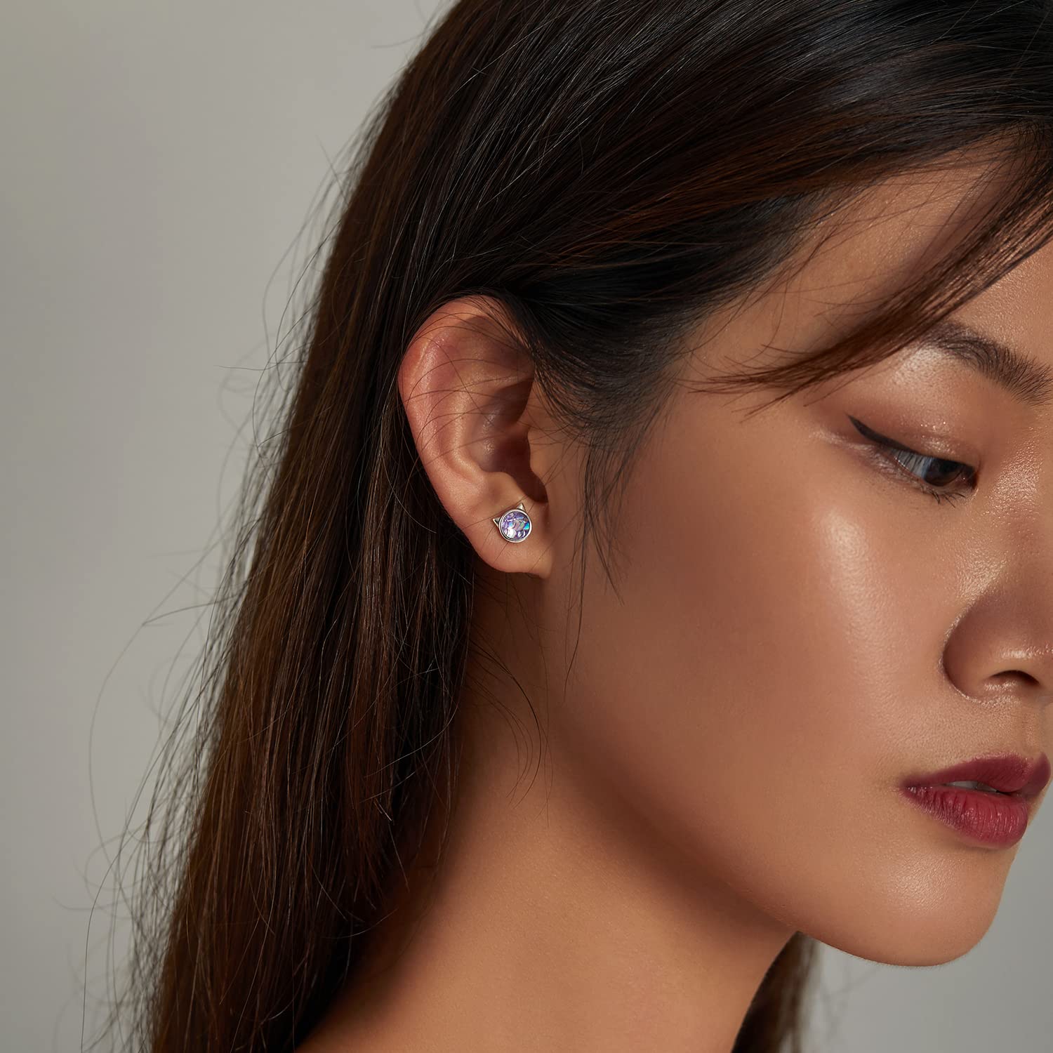 Fish Scale Cat Ear Sterling Silver Stud Earrings for Women - Hypoallergenic Pet Lover Jewelry - Perfect for Casual Wear, Parties & Gifts