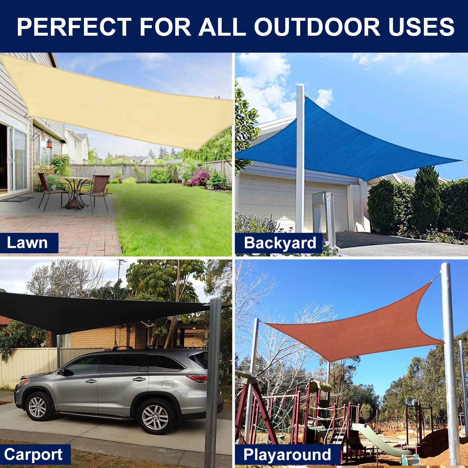 PureFit 12x16 ft Rectangle Sun Shade Sail - UV Block Outdoor Canopy for Patio, Backyard, Deck & Lawn | Grey Sun Protection for Outdoor Living, Poolside Relaxation & Garden Parties