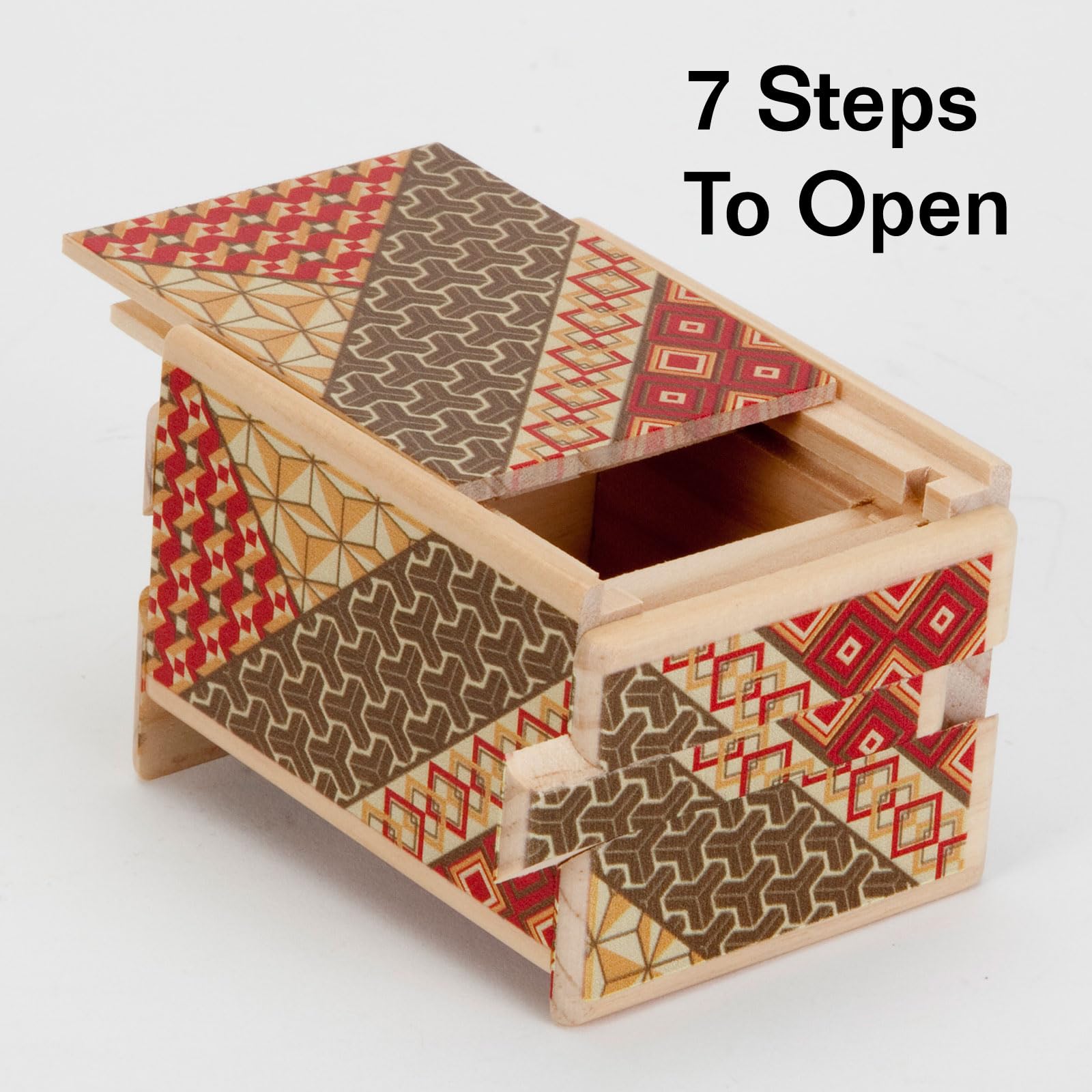 Bits and Pieces - Intricate Wooden Mosaic Puzzle Box with Secret Compartment | 7-Step Brain Teaser Challenge | Money Hiding Gift Box for Adults | Perfect for Escape Rooms, Office Decor & Puzzle Collectors