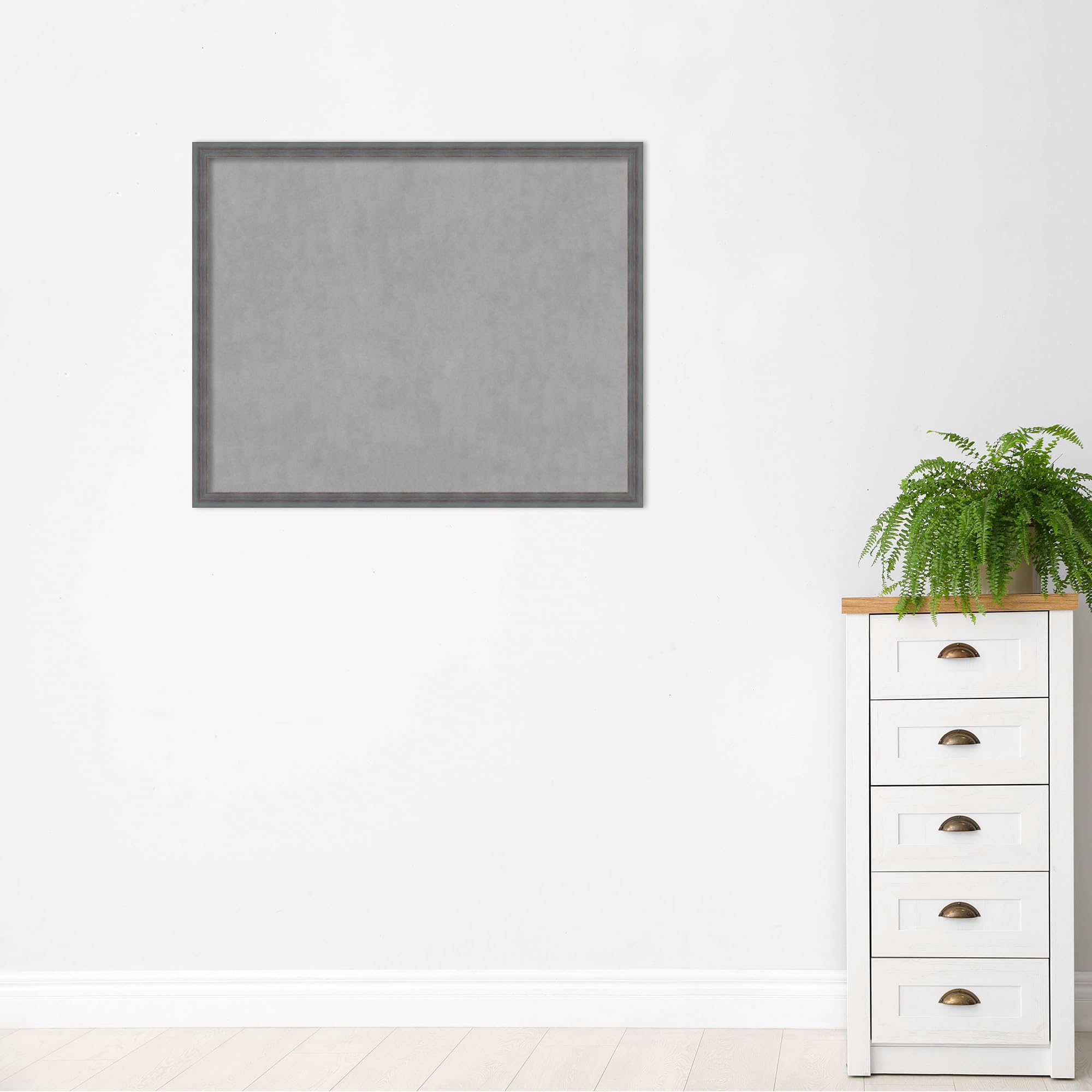 Amanti Art Blue Framed Magnetic Board 34x42 X-Large - Metal Vision Board for Office & Home Decor - Perfect for Kitchen, Mudroom & Kids Room Organization - Display Photos, Notes & Reminders with Magnets