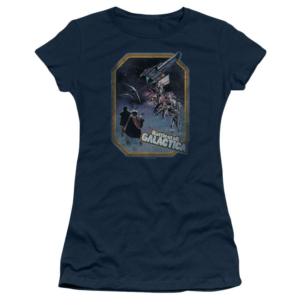 Trevco BSG Iron-On Poster Sheer Fitted Juniors T-Shirt | Sci-Fi Fashion for Teens | Perfect for Cosplay, Conventions & Fan Events