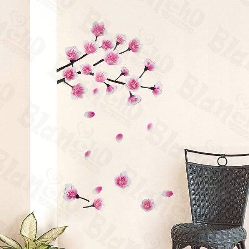 Cherry Bloom Wall Decals - Removable Vinyl Stickers for Home Decor, Nursery, Kids Room & Office - Floral Wall Art Decoration (Set of 6) - Perfect for Bedroom, Living Room & Dorm Room Makeover