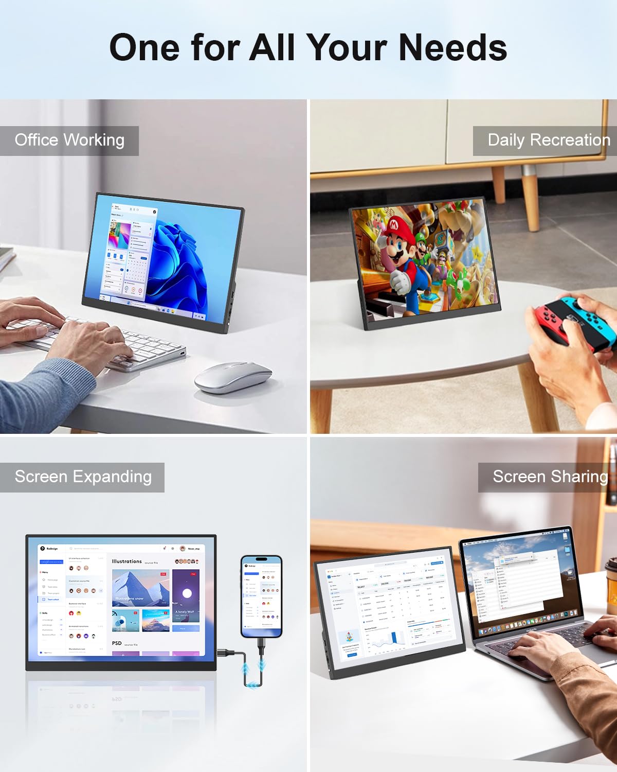 MAGEX 14.2 Inch 2.5K Portable Monitor - 2520x1680 Resolution, USB-C & HDMI, Ultra-Thin Lightweight Travel Screen with Built-in Kickstand, VESA Mount, Dual Speakers | Perfect for Laptop, PC, Mac, Phone, PS5, Xbox & Nintendo Switch | Home Office, Gaming & Business Travel Essential