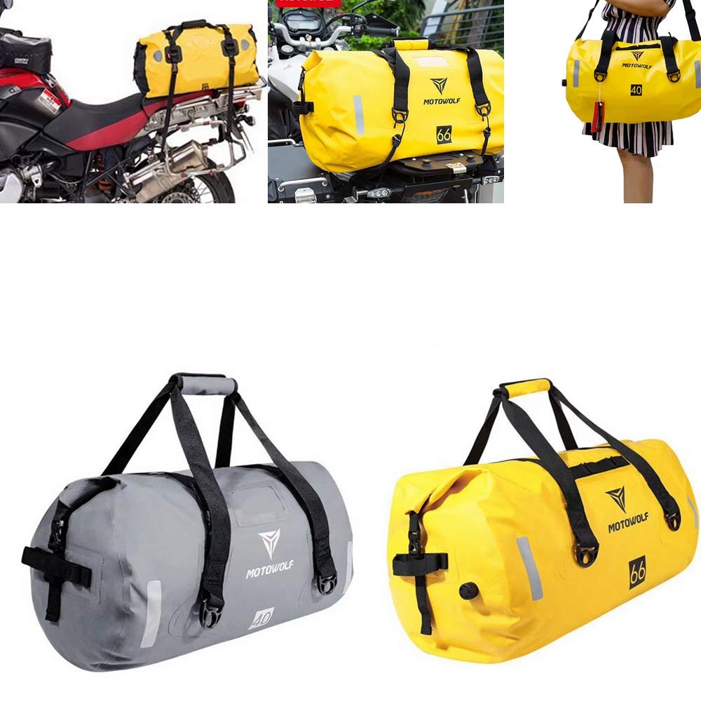 66L Waterproof Motorcycle Travel Bag - Multi-Function Rear Seat Tail Luggage with Shoulder Strap & Reflective Strips for Harley, Cruiser, Touring Bikes - Perfect for Road Trips, Camping & Commuting