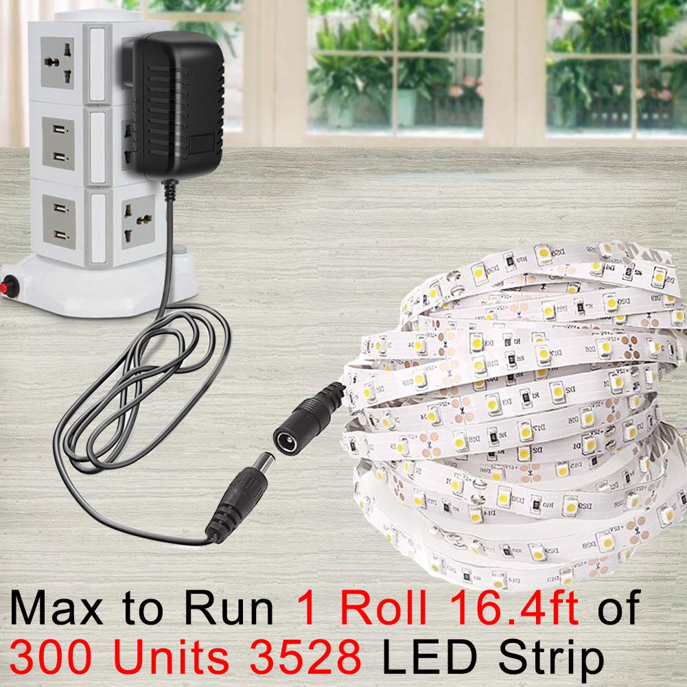 12V 2A Power Adapter 24W, AC 120V to DC 12V Converter with 5.5x2.1mm Plug - Universal Power Supply for LED Strip Lights, CCTV Cameras, Hard Drives, Monitors & More (2 Pack) - Perfect for Home Security Systems & Office Electronics