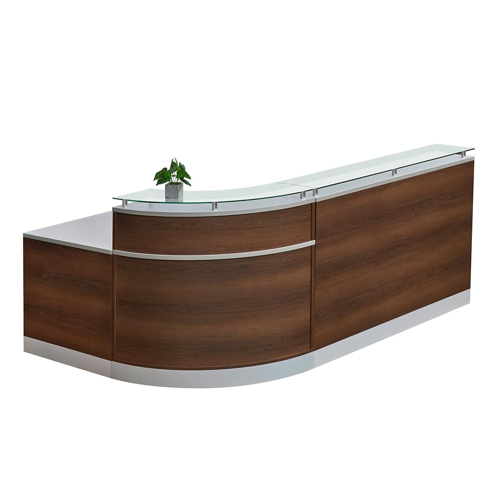 NBF Signature Series Esquire Glass Top Reception Desk - 79