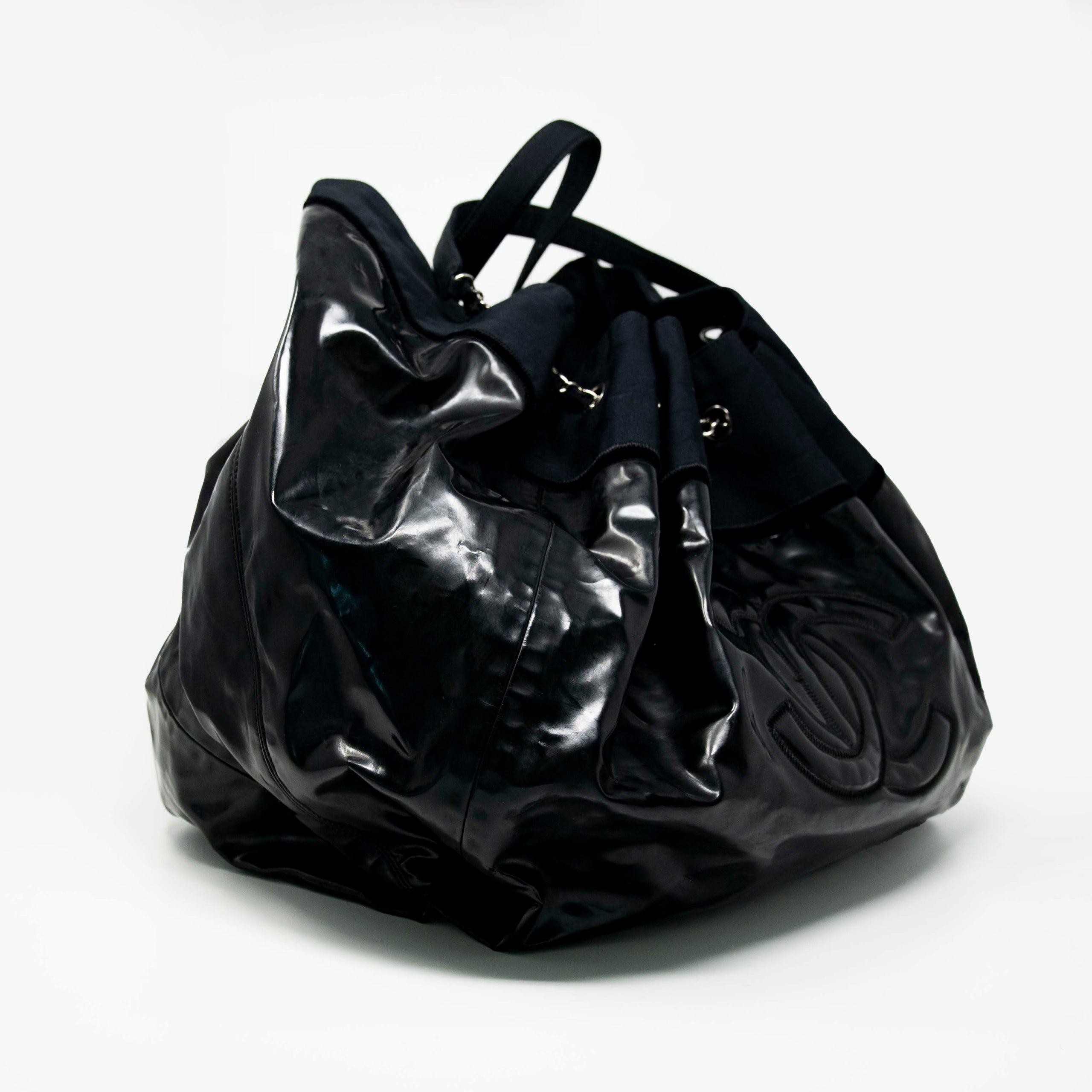 Chanel Black Vinyl XL Cabas Hobo Bag - Luxury Designer Shoulder Tote for Women | Perfect for Work, Travel & Everyday Use